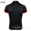 Camisa polo úmida Wicking Dry Fit preta de poliéster